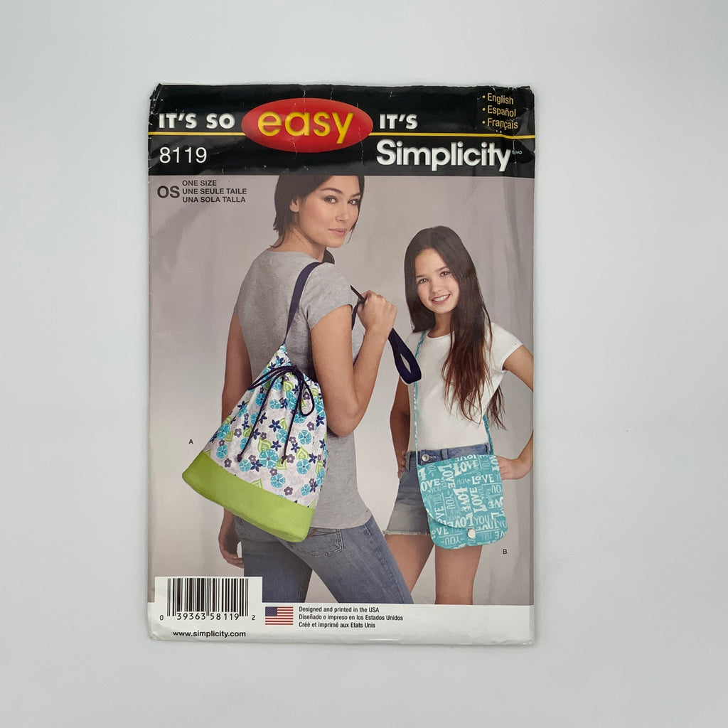 Simplicity 8119 (2016) Bags with Style Variations - Uncut Sewing Pattern