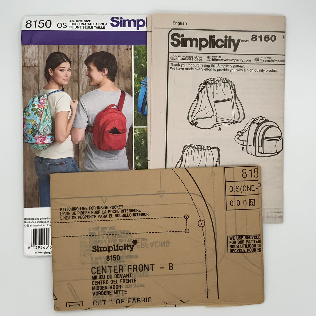 Simplicity 8150 (2016) Backpacks with Style Variations - Uncut Sewing Pattern