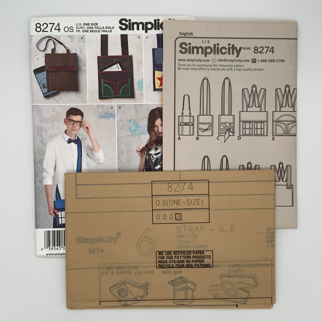 Simplicity 8274 (2016) Bags with Style Variations - Uncut Sewing Pattern