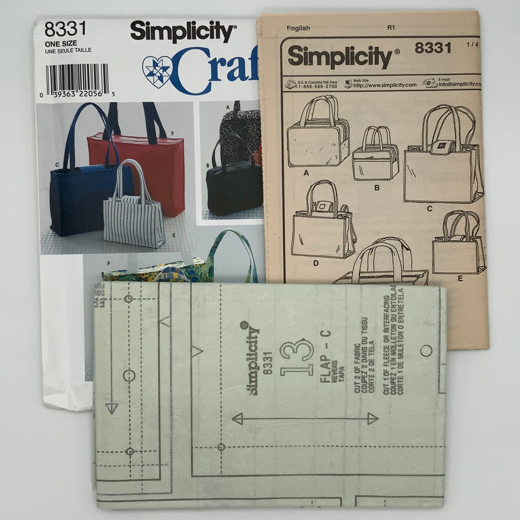 Simplicity 8331 (1998) Handbags and Totes with Style Variations - Vintage Uncut Sewing Pattern