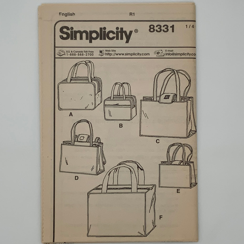 Simplicity 8331 (1998) Handbags and Totes with Style Variations - Vintage Uncut Sewing Pattern