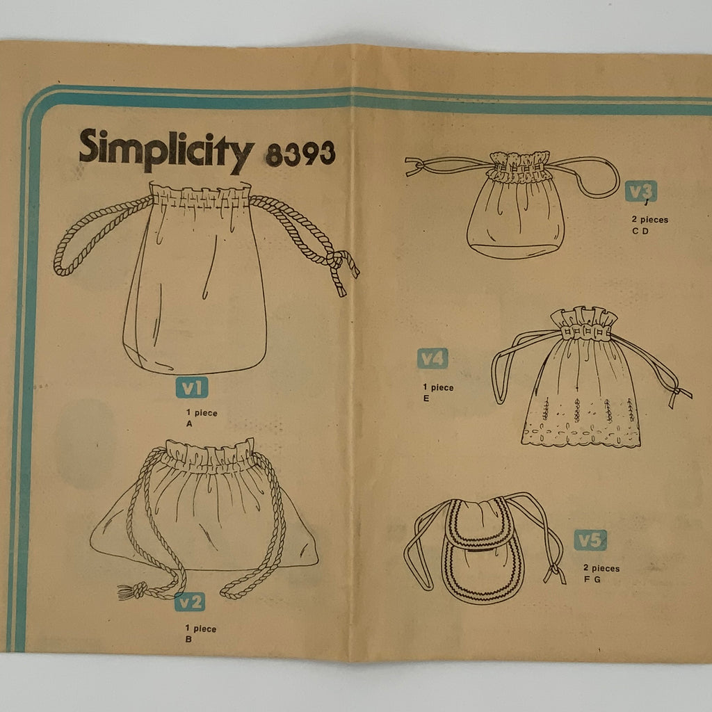 Simplicity 8393 (1978) Handbags with Style Variations - Vintage Uncut Sewing Pattern
