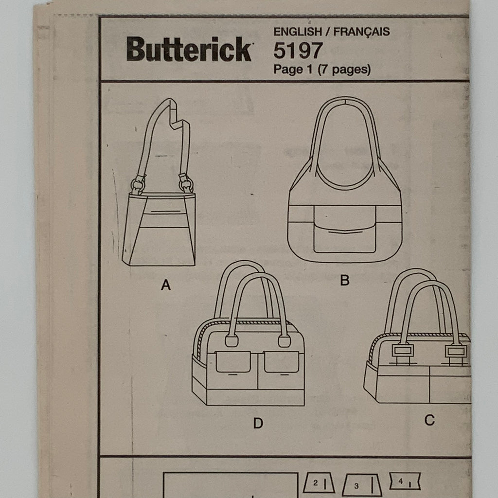 Butterick 5197 (2008) Bags with Style Variations - Uncut Sewing Pattern