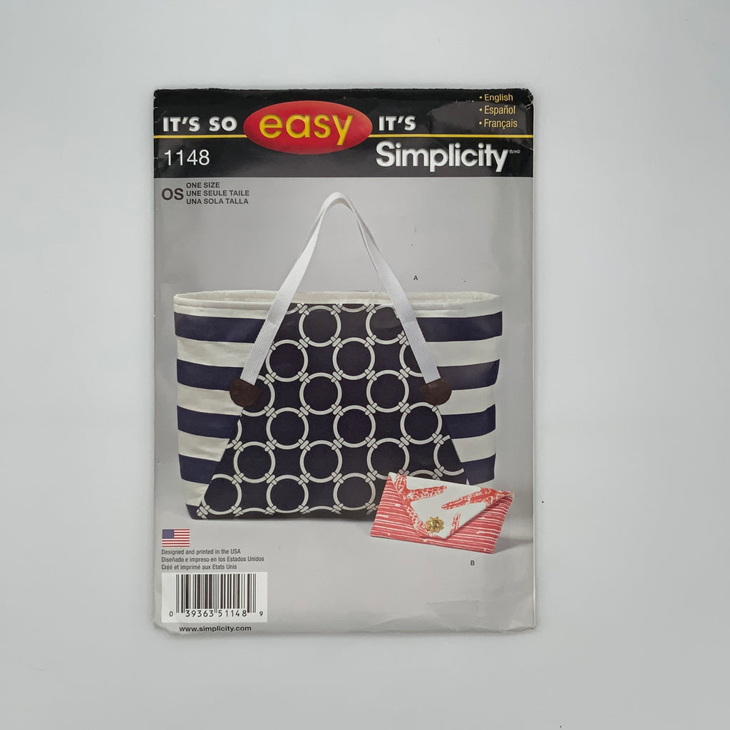 Simplicity 1148 (2015) Tote Bag and Clutch - Uncut Sewing Pattern