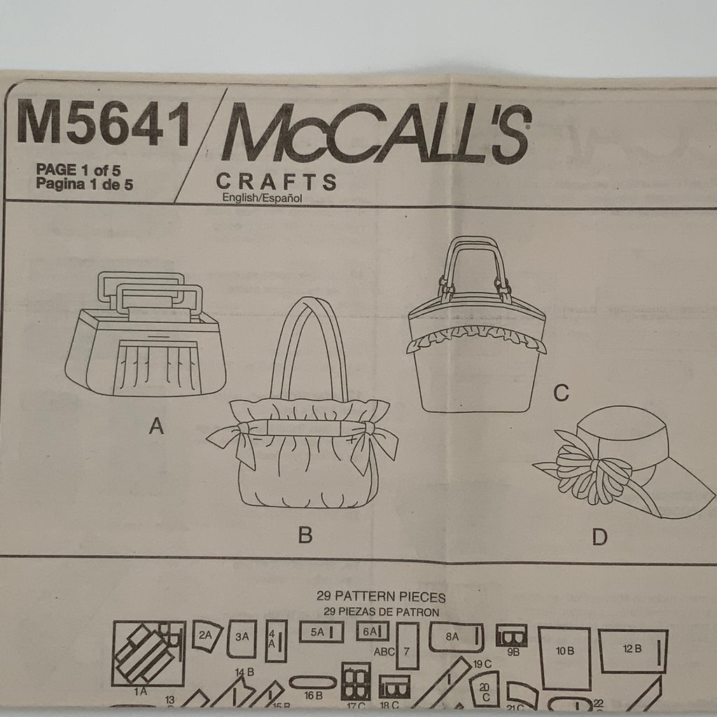 McCall's 5641 (2008) Hats and Handbags with Style Variations - Uncut Sewing Pattern