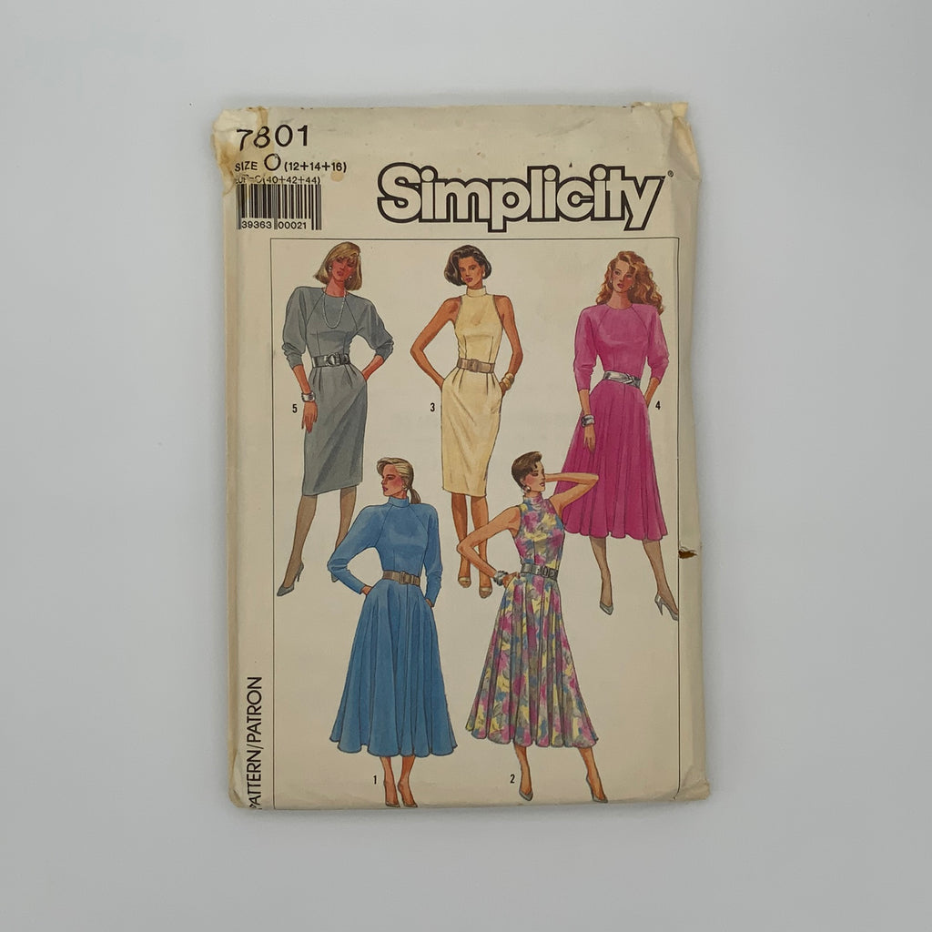 Simplicity 7801 (1986) Dress with Sleeve, Length, and Style Variations - Vintage Uncut Sewing Pattern