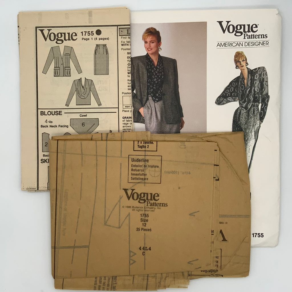 Vogue 1755 (1986) Jacket, Skirt, and Blouse - Vintage Uncut Sewing Pattern