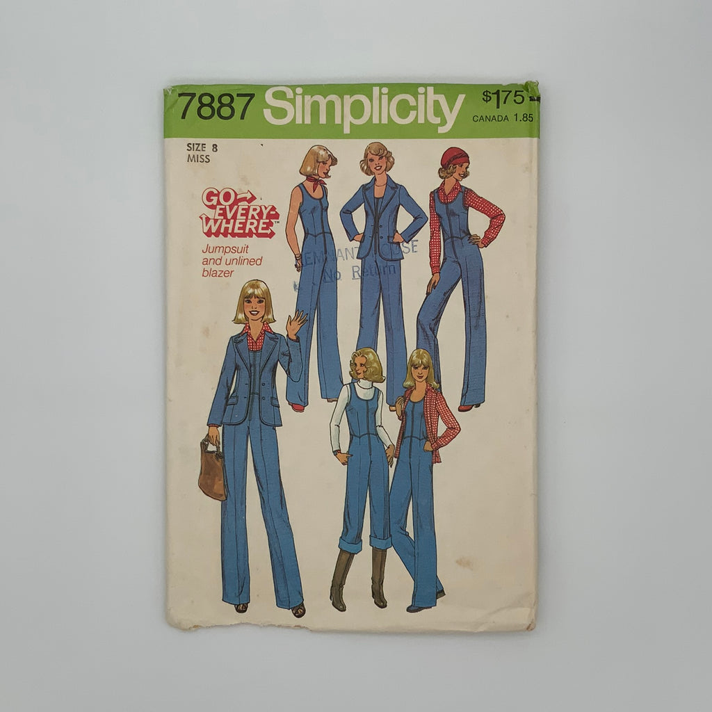 Simplicity 7887 (1977) Jumpsuit and Jacket - Vintage Uncut Sewing Pattern