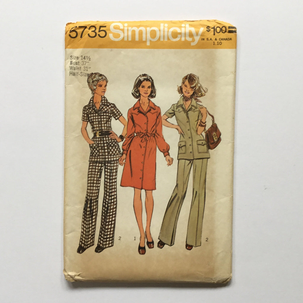 Simplicity 5735 (1973) Dress, Tunic, and Pants - Vintage Uncut Sewing Pattern