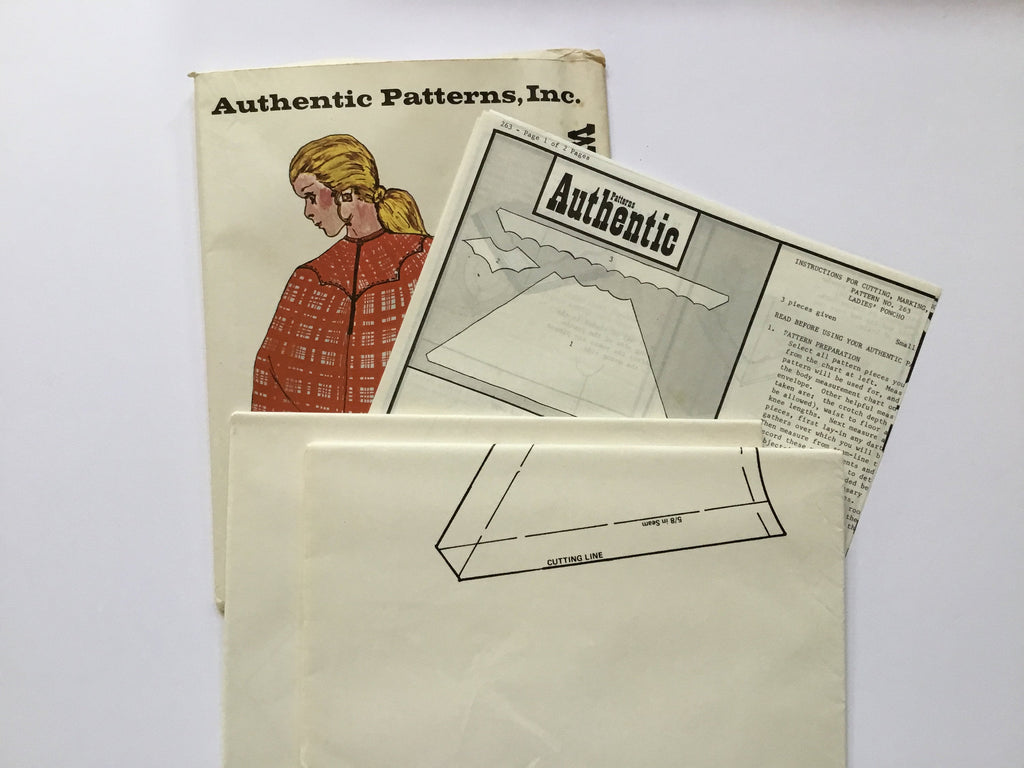 Authentic Patterns 263  Poncho - Vintage Uncut Sewing Pattern