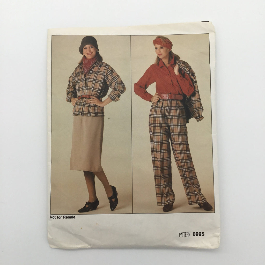 Vogue 0995 (1985) Jacket, Skirt, Pants, and Blouse - Vintage Uncut Sewing Pattern
