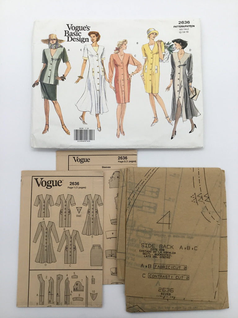Vogue 2636 (1991) Dress, Tunic, and Skirt with Sleeve and Length Variations - Vintage Uncut Sewing Pattern