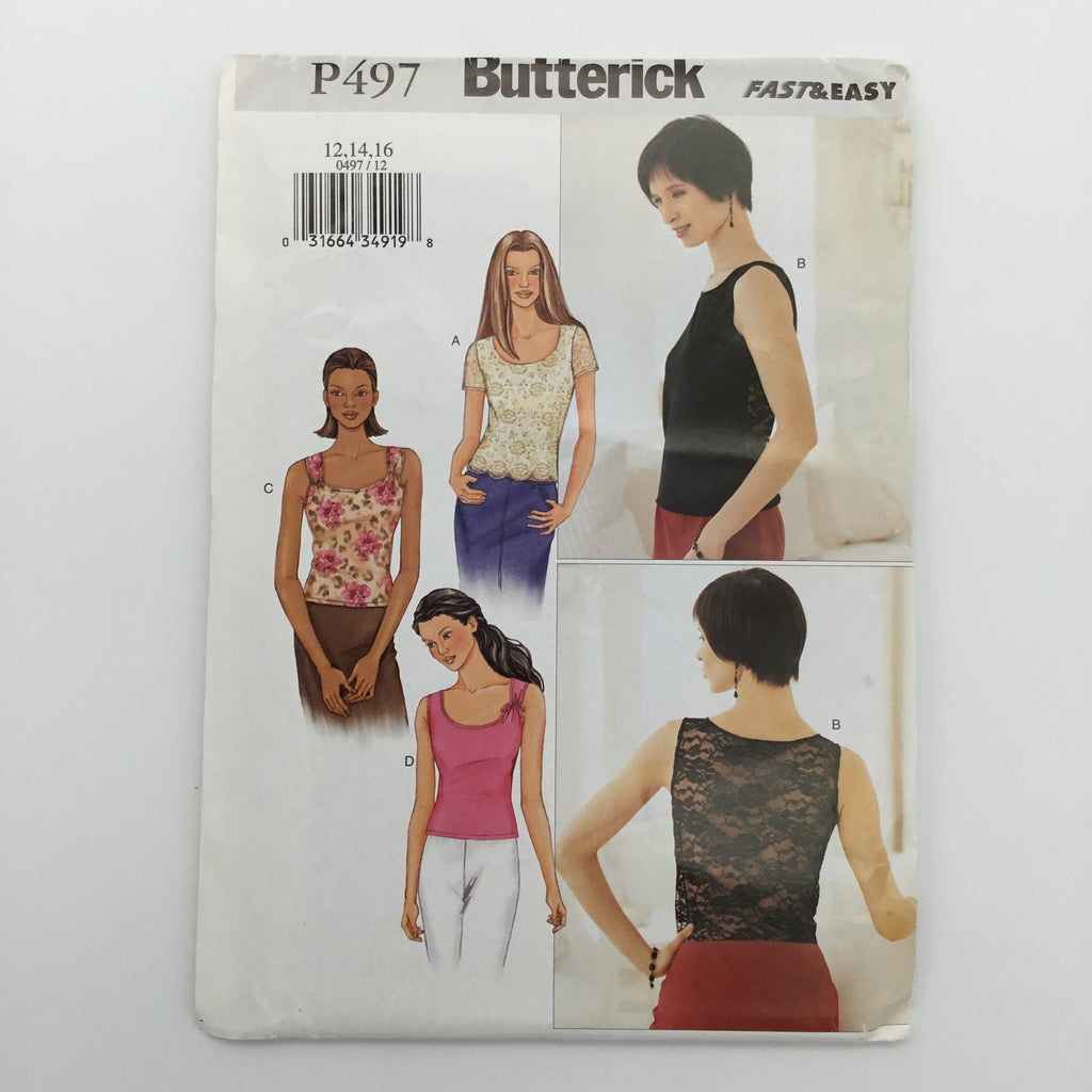 Butterick 497 (2002) Top with Neckline and Length Variations - Uncut Sewing Pattern