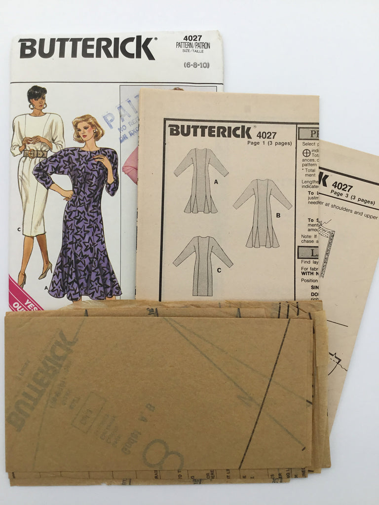 Butterick 4027 (1986) Dress with Skirt Variations - Vintage Uncut Sewing Pattern