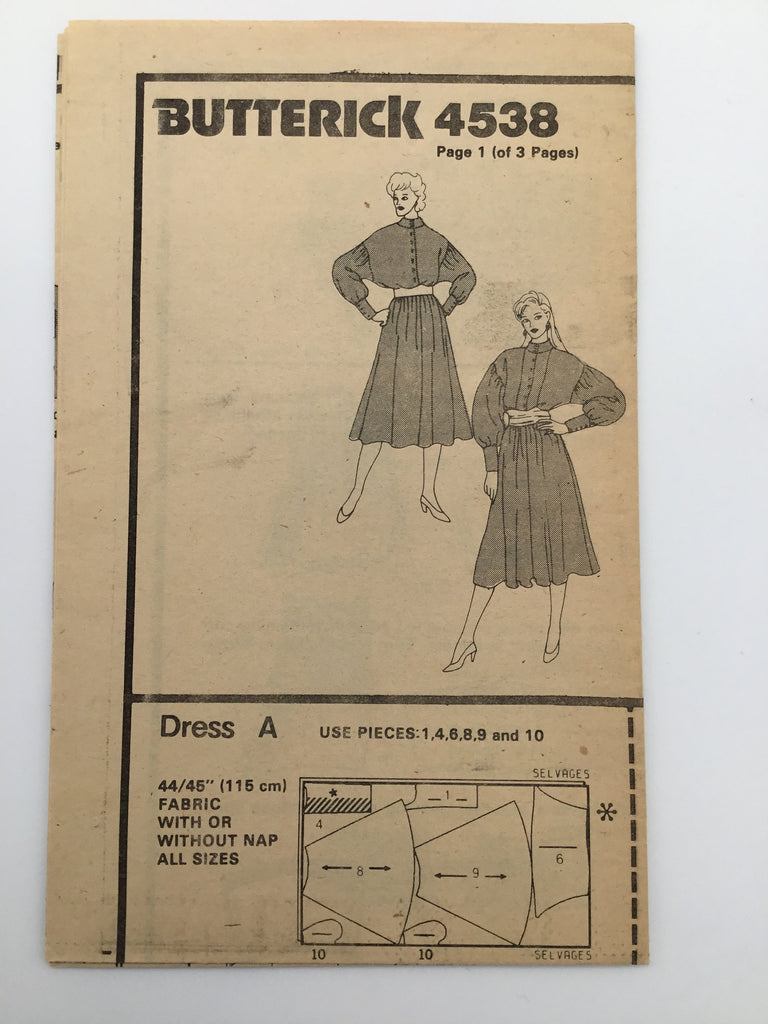 Butterick 4538 Dress - Vintage Uncut Sewing Pattern