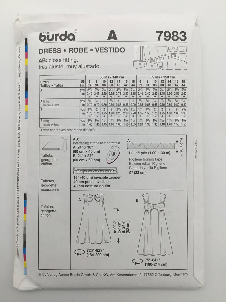 Burda 7983 Dress - Uncut Sewing Pattern