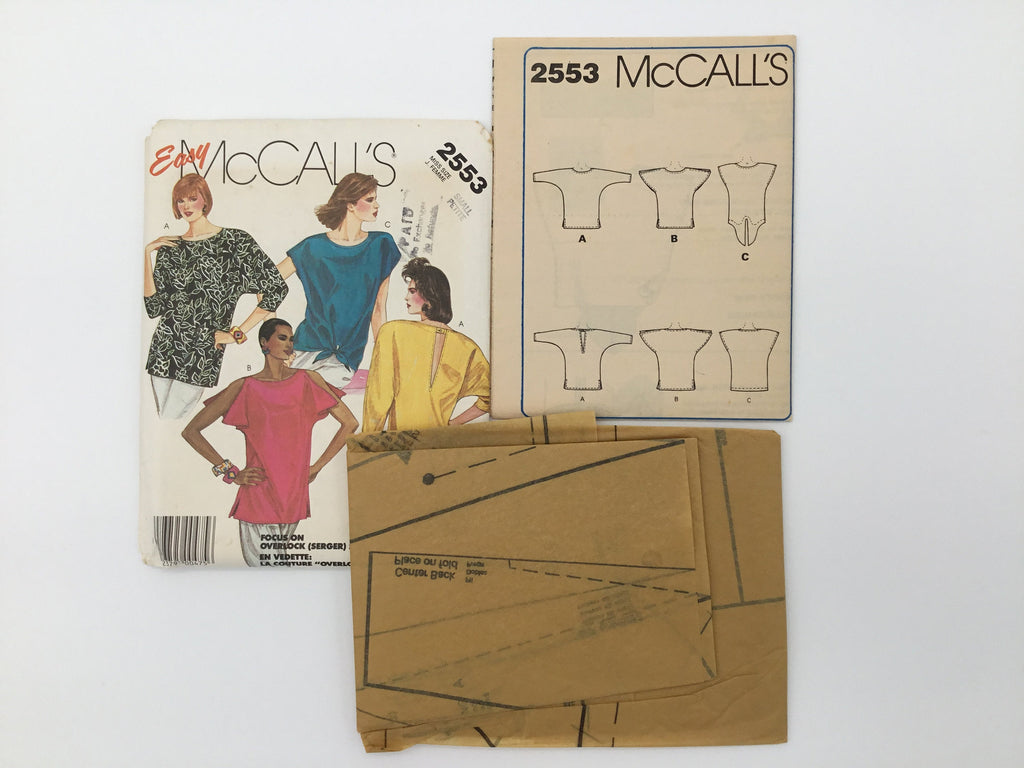 McCall's 2553 (1986) Tops with Sleeve Variations - Vintage Uncut Sewing Pattern
