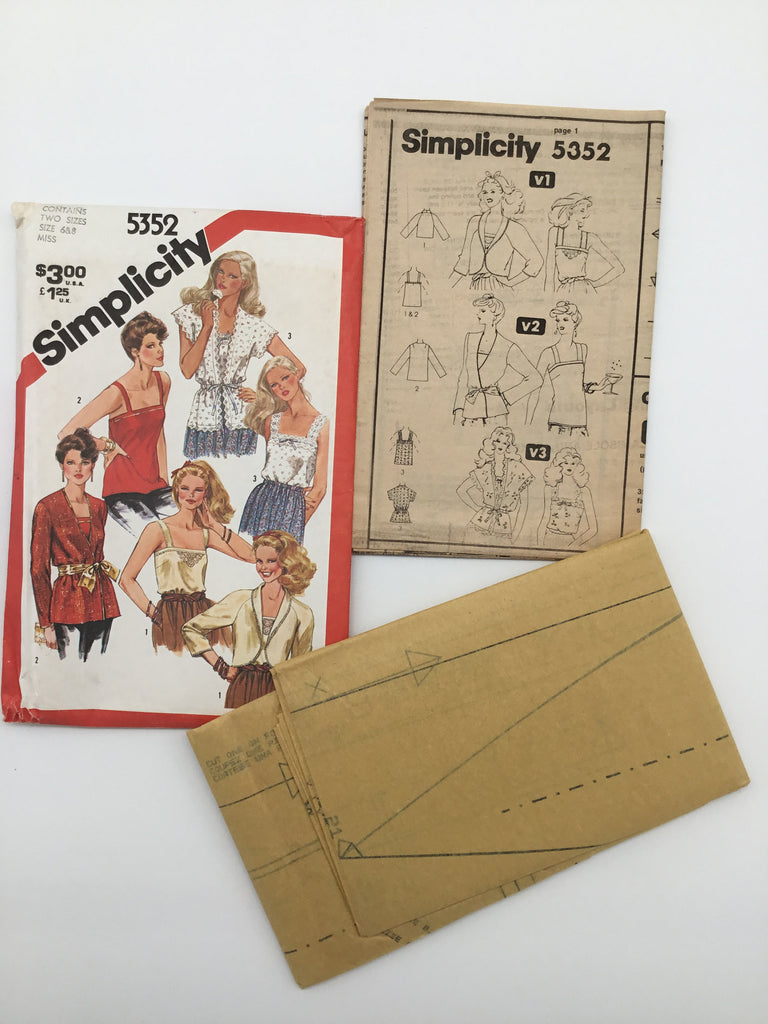 Simplicity 5352 (1981) Camisoles and Jackets - Vintage Uncut Sewing Pattern