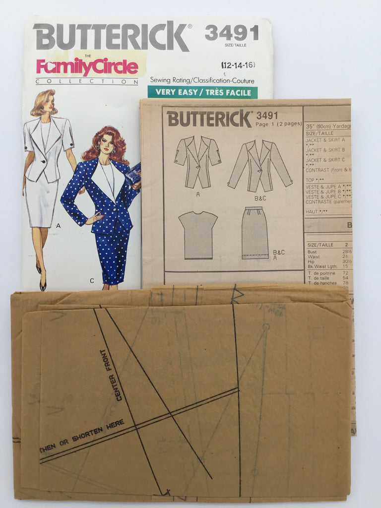 Butterick 3491 (1989) Jacket, Skirt, and Top - Vintage Uncut Sewing Pattern