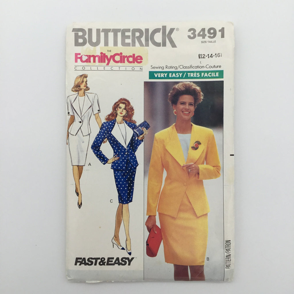 Butterick 3491 (1989) Jacket, Skirt, and Top - Vintage Uncut Sewing Pattern