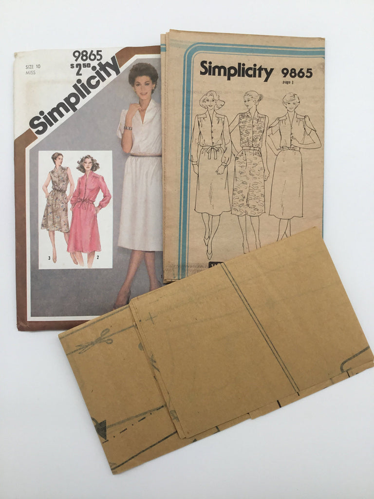 Simplicity 9865 (1980) Dress with Sleeve Variations - Vintage Uncut Sewing Pattern