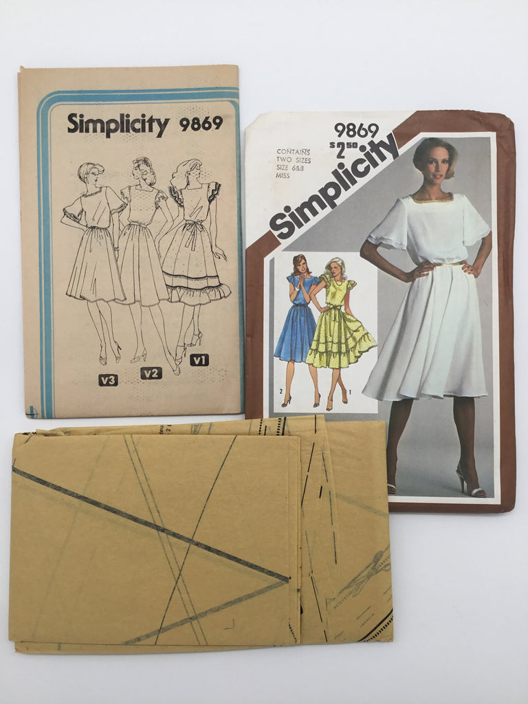 Simplicity 9869 (1980) Dress with Sleeve and Style Variations - Vintage Uncut Sewing Pattern