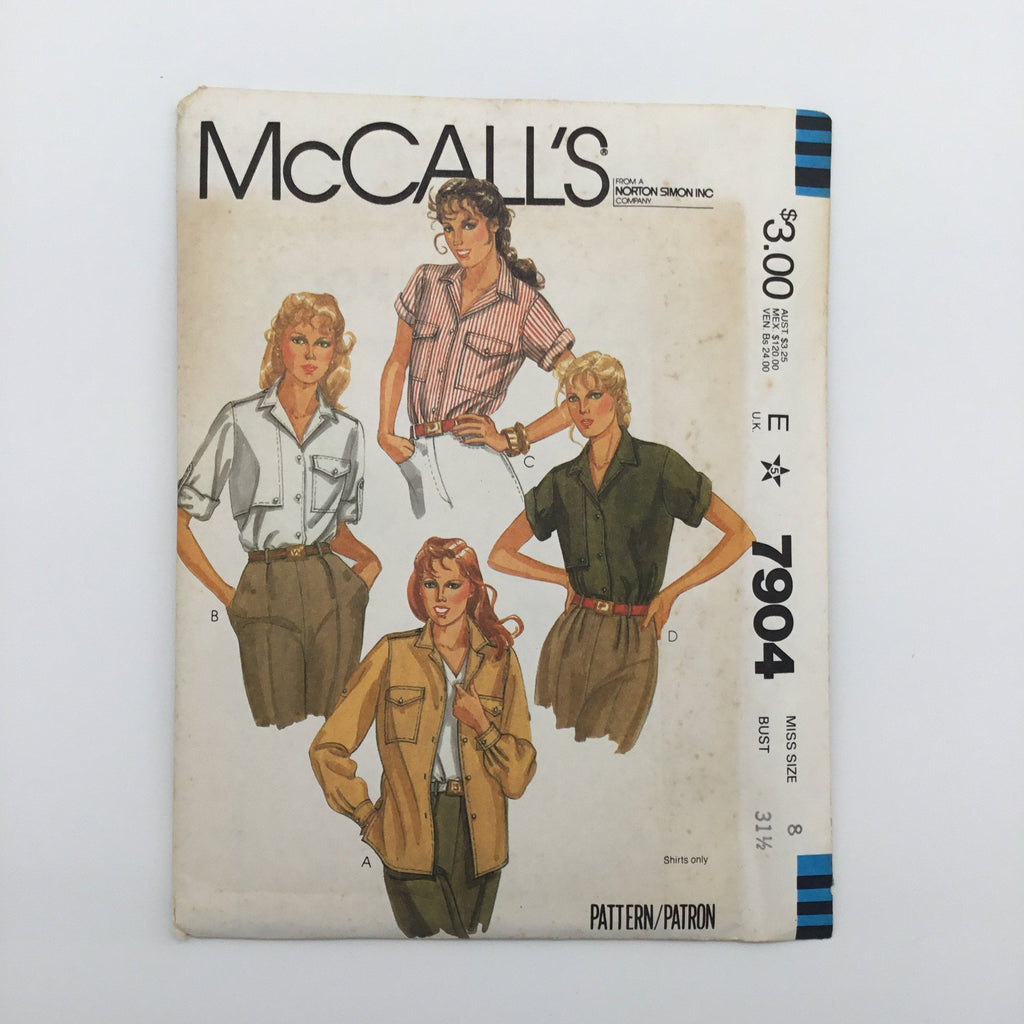 McCall's 7904 (1982) Shirt with Sleeve Variations - Vintage Uncut Sewing Pattern