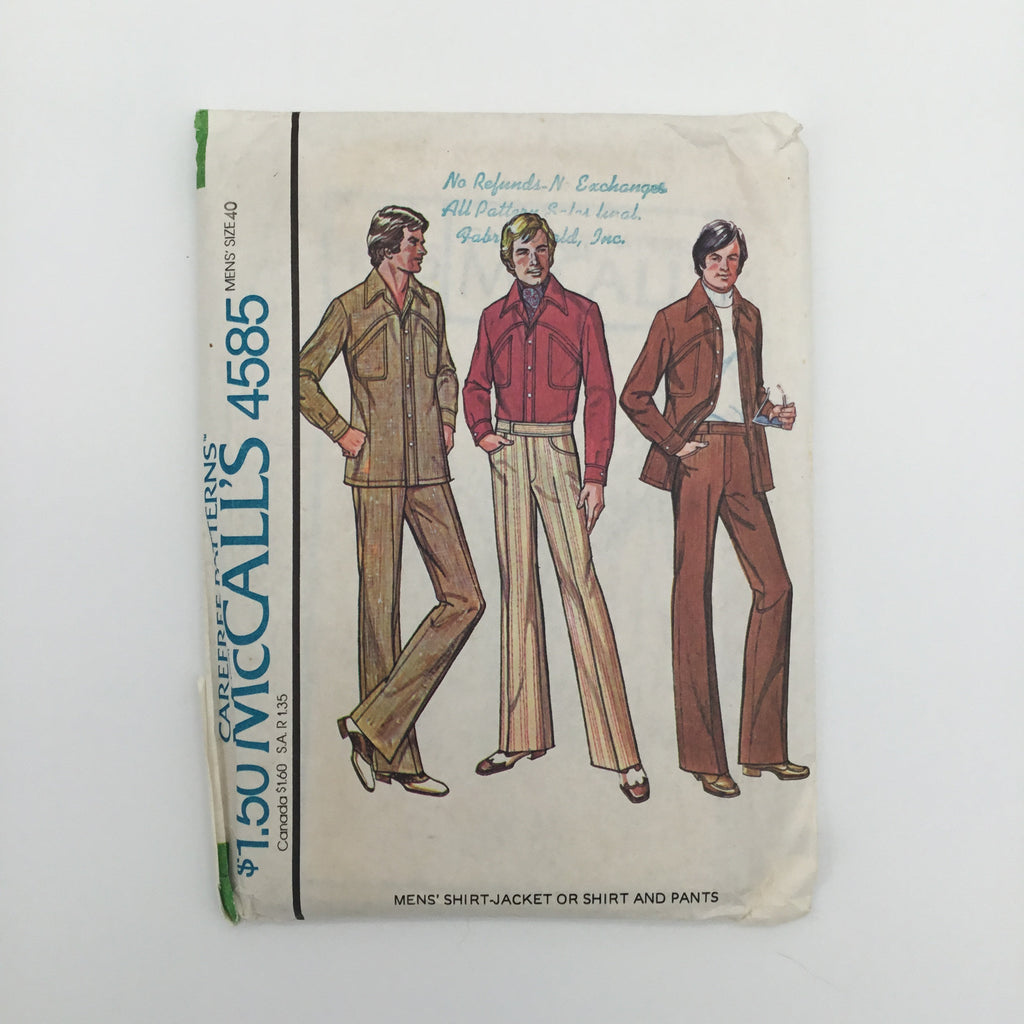 McCall's 4585 (1975) Shirt-Jacket or Shirt and Pants - Vintage Uncut Sewing Pattern