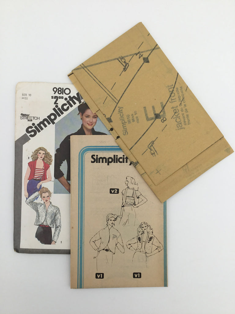 Simplicity 9810 (1980) Bolero Jacket and Camisole - Vintage Uncut Sewing Pattern