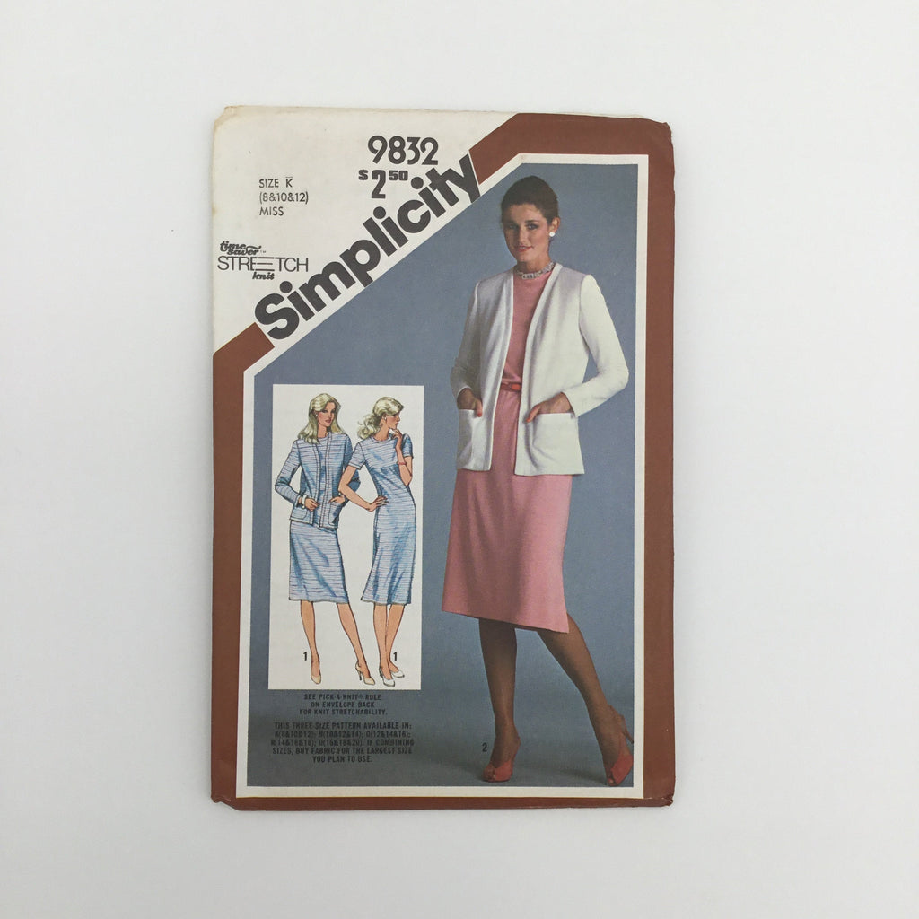 Simplicity 9832 (1980) Dress and Cardigan-Jacket - Vintage Uncut Sewing Pattern