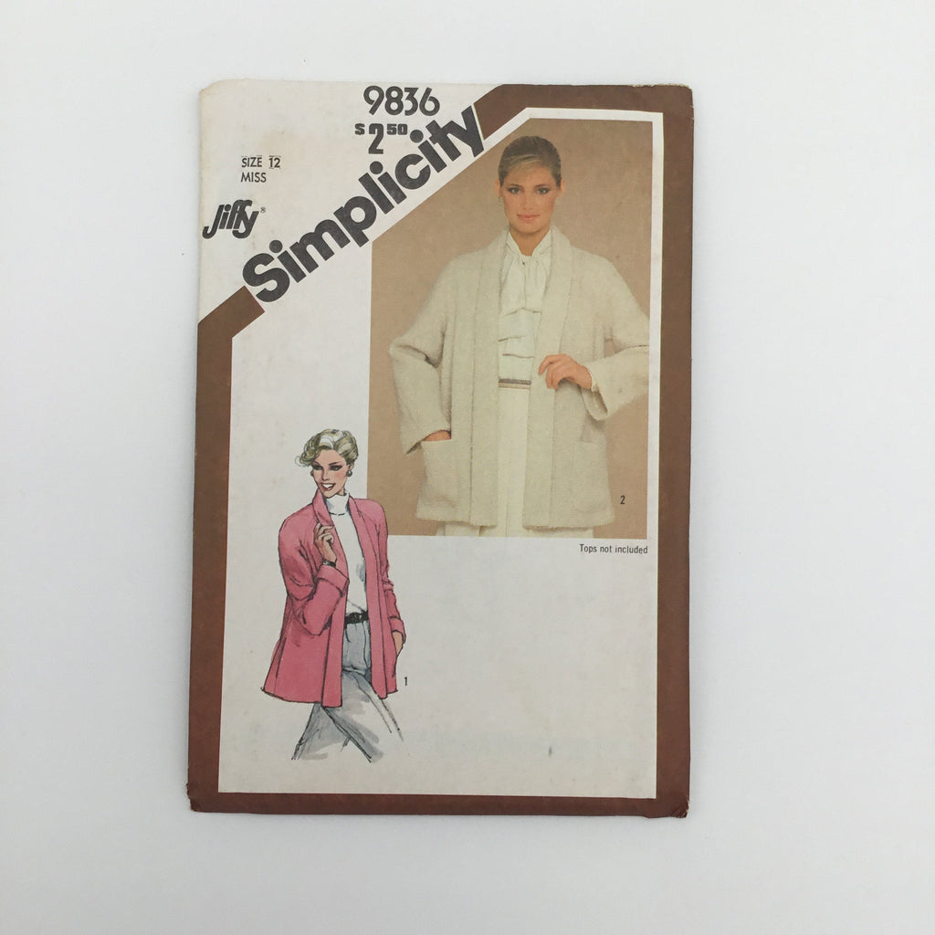 Simplicity 9836 (1980) Cardigan-Jacket with Pocket Variations - Vintage Uncut Sewing Pattern