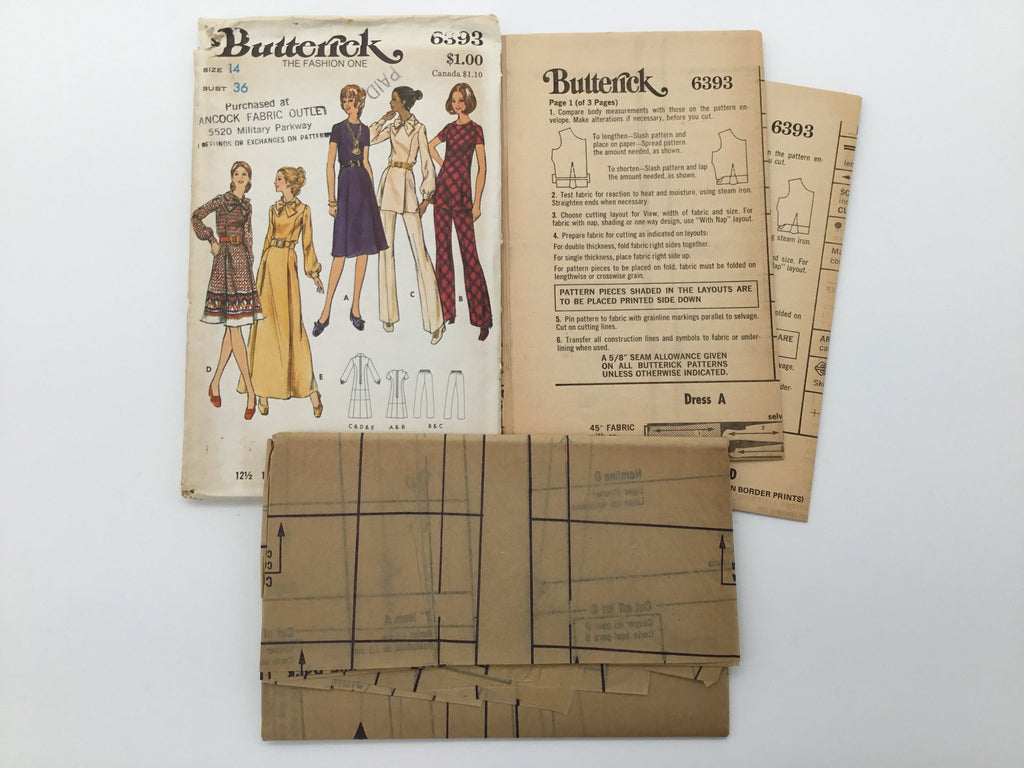 Butterick 6393 Dress, Tunic, and Pants - Vintage Uncut Sewing Pattern