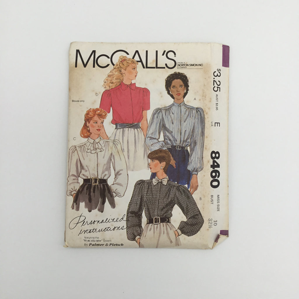 McCall's 8460 (1983) Blouses with Sleeve and Neckline Variations - Vintage Uncut Sewing Pattern