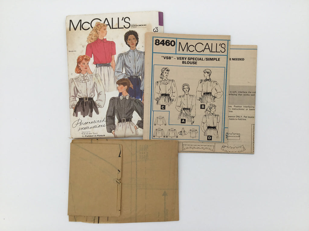 McCall's 8460 (1983) Blouses with Sleeve and Neckline Variations - Vintage Uncut Sewing Pattern