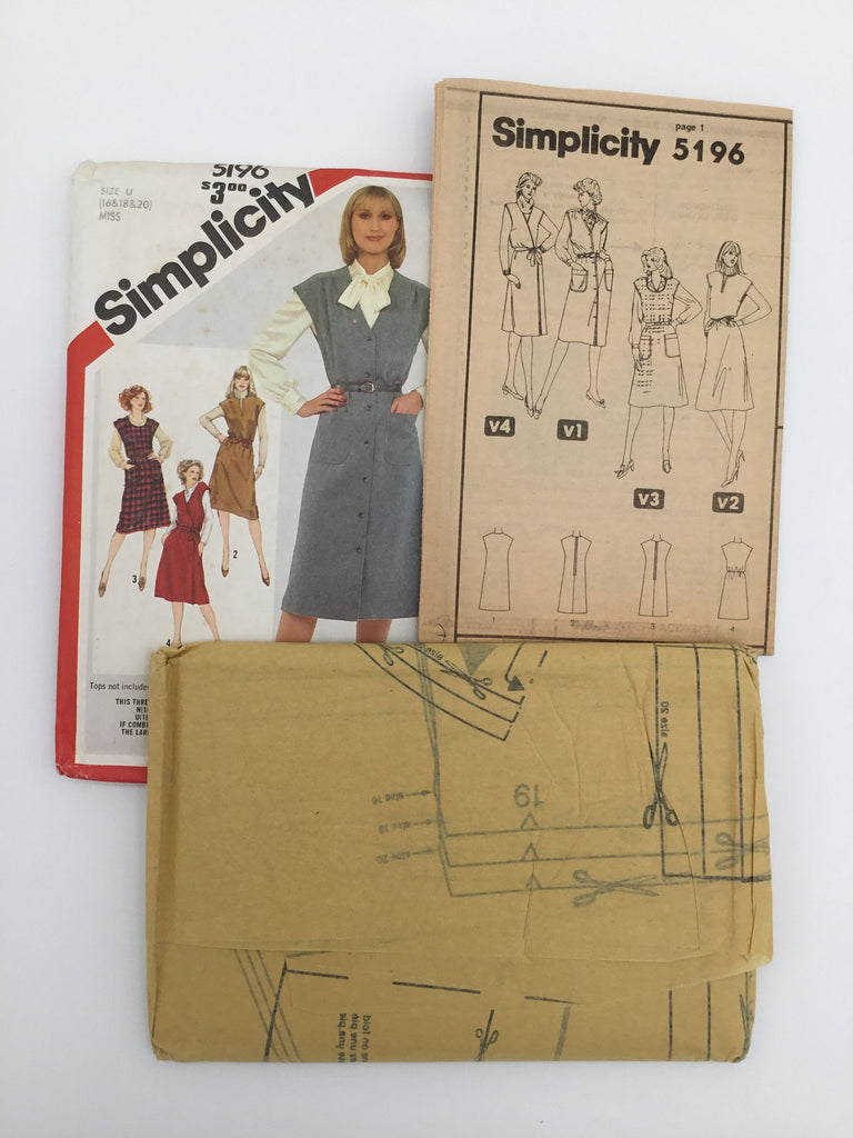 Simplicity 5196 (1981) Jumper or Dress - Vintage Uncut Sewing Pattern