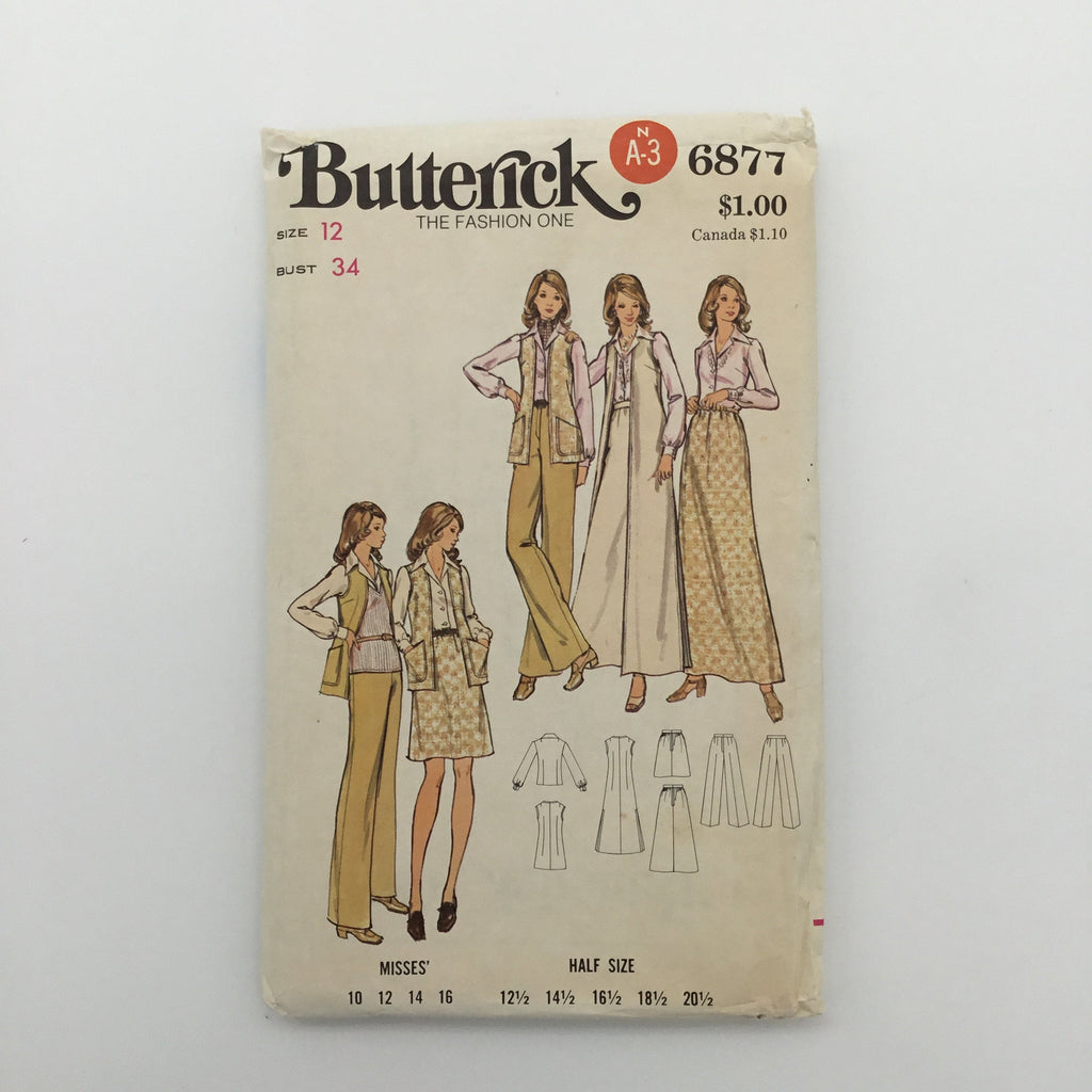 Butterick 6877 Vest, Skirt, Pants, and Blouse - Vintage Uncut Sewing Pattern