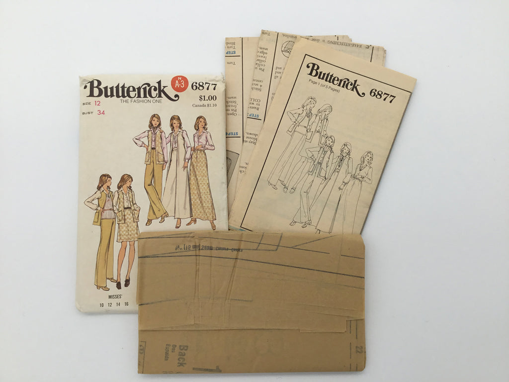 Butterick 6877 Vest, Skirt, Pants, and Blouse - Vintage Uncut Sewing Pattern