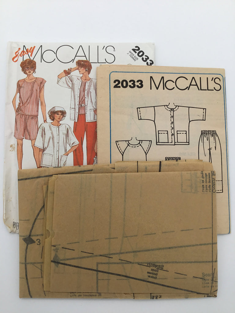 McCall's 2033 (1985) Jacket, Top, Pants, and Shorts - Vintage Uncut Sewing Pattern