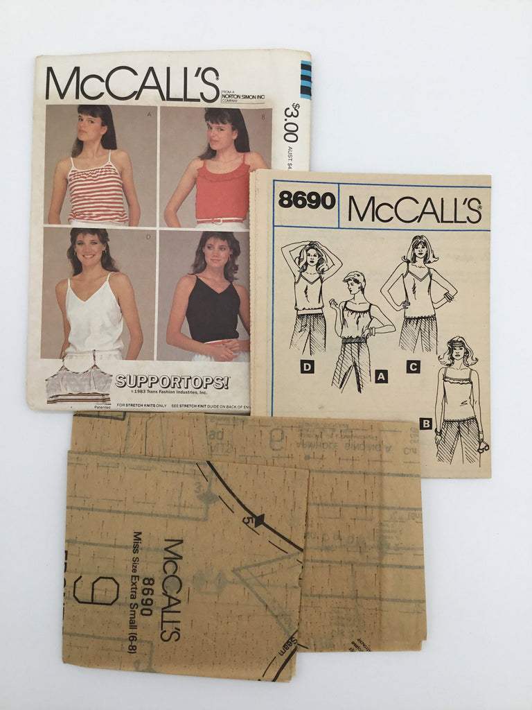 McCall's 8690 (1983) Tops with Built-In Bra - Vintage Uncut Sewing Pattern