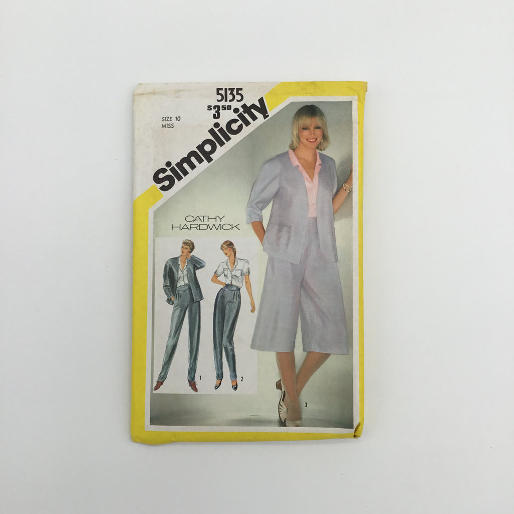 Simplicity 5135 (1981) Tapered Pants, Culottes, Blouse, and Jacket - Vintage Uncut Sewing Pattern