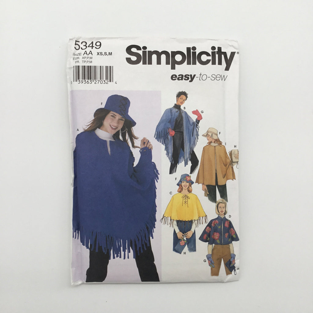 Simplicity 5349 (2003) Poncho, Purse, Hat, and Mittens - Uncut Sewing Pattern