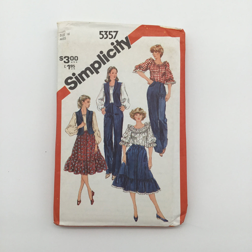 Simplicity 5357 (1981) Blouse, Skirt, Pants, and Vest - Vintage Uncut Sewing Pattern