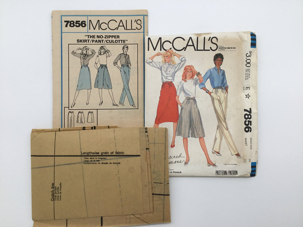 McCall's 7856 (1982) Skirt, Pants, and Culottes - Vintage Uncut Sewing Pattern