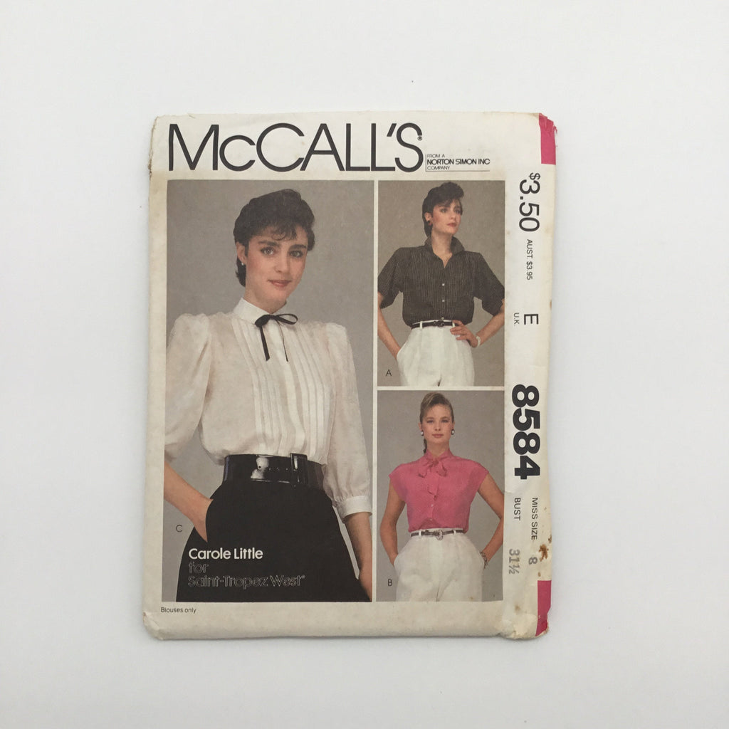 McCall's 8584 (1983) Blouse with Neckline and Sleeve Variations - Vintage Uncut Sewing Pattern