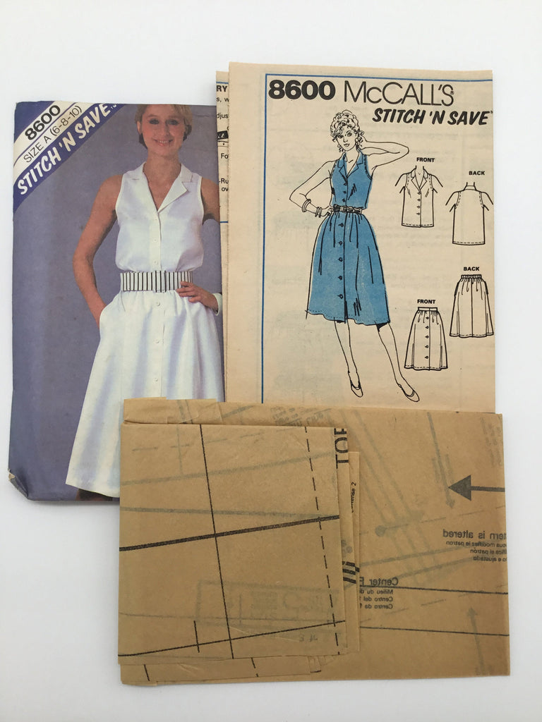 McCall's 8600 (1983) Top and Skirt - Vintage Uncut Sewing Pattern