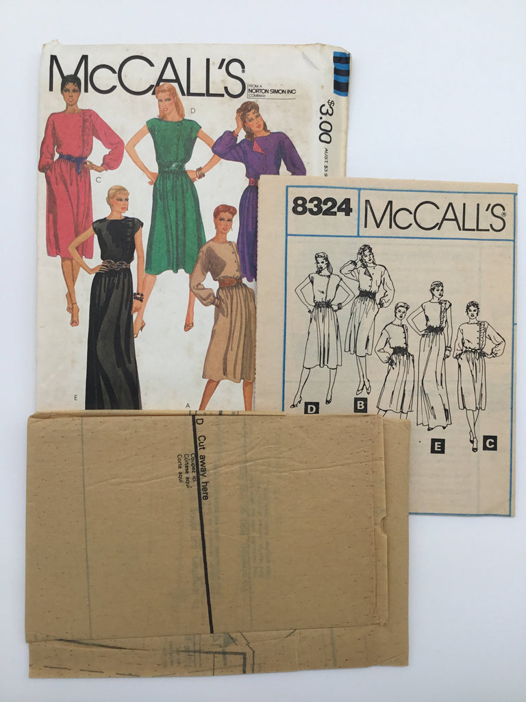 McCall's 8324 (1982) Dress with Sleeve and Length Variations - Vintage Uncut Sewing Pattern