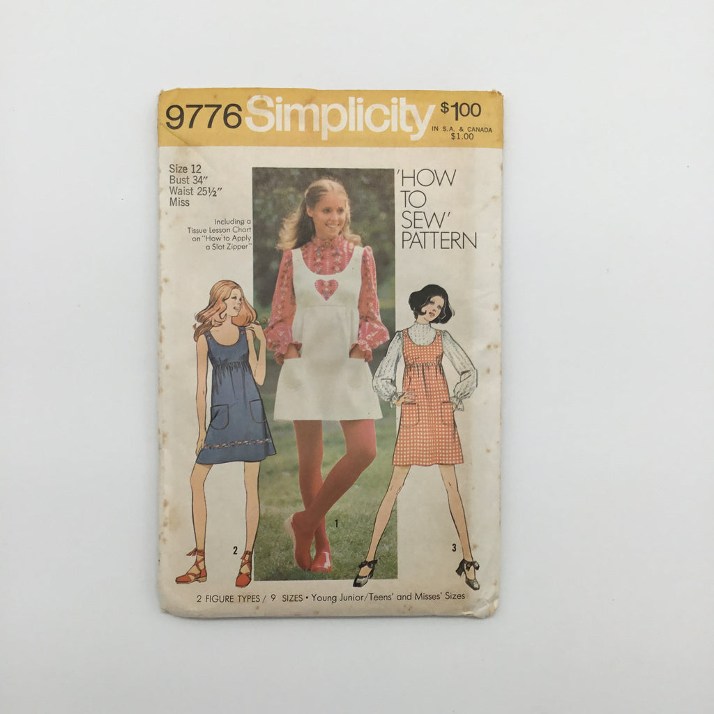 Simplicity 9776 (1971) Mini-Jumper or Dress and Blouse - Vintage Uncut Sewing Pattern