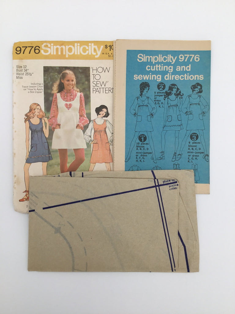Simplicity 9776 (1971) Mini-Jumper or Dress and Blouse - Vintage Uncut Sewing Pattern