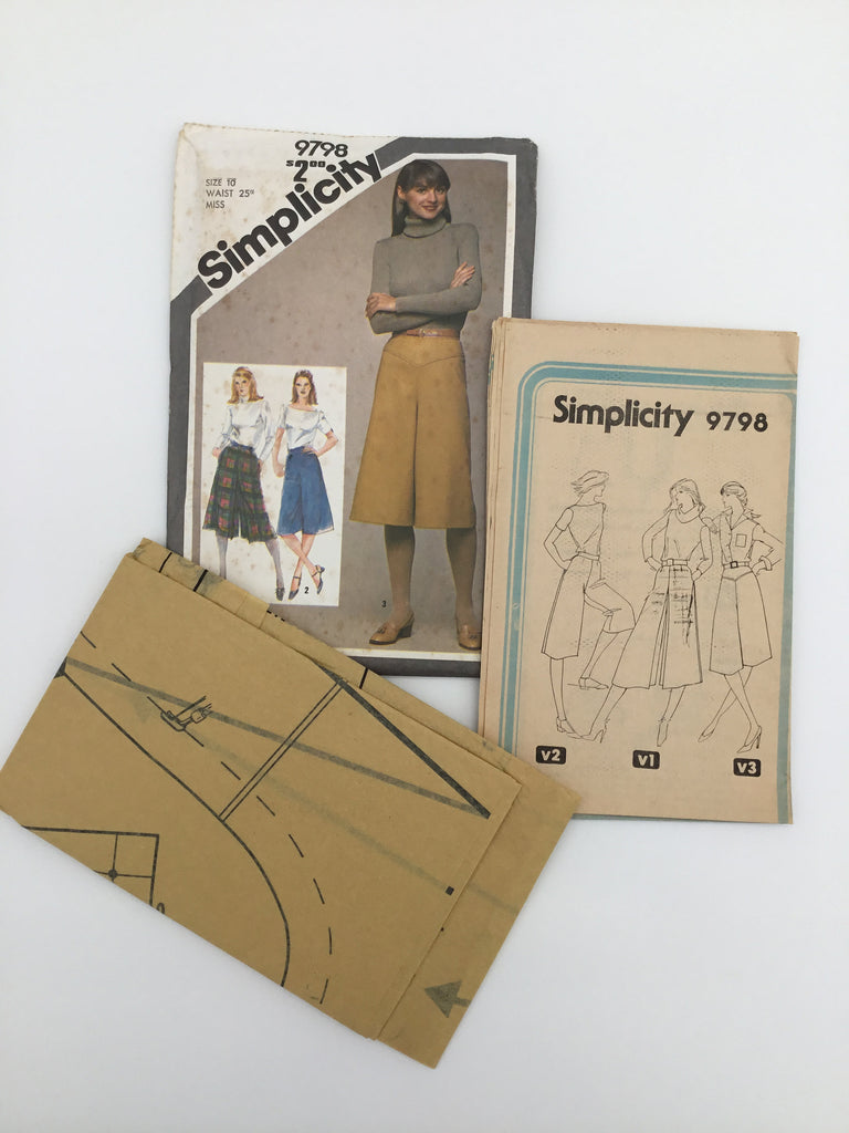 Simplicity 9798 (1980) Culottes - Vintage Uncut Sewing Pattern