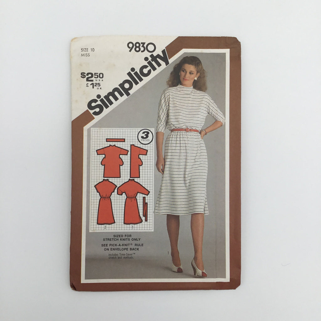 Simplicity 9830 (1980) Dress with Sleeve Variations - Vintage Uncut Sewing Pattern